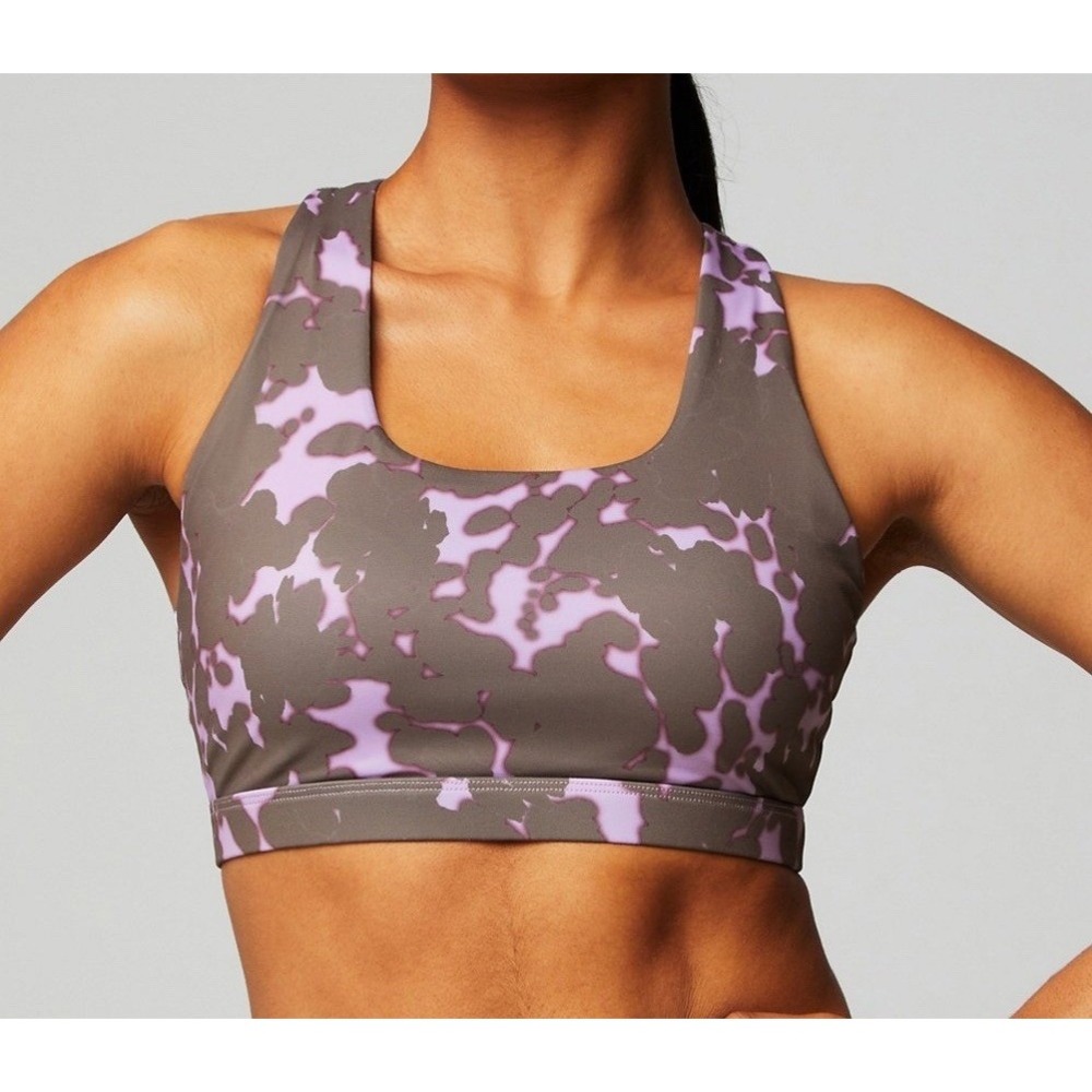 NWOT Women's Fabletics Boost Medium Impact Sports Bra Desert Shadows Tortoise S